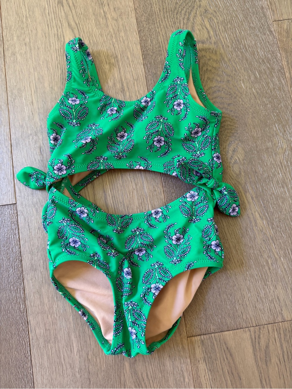 Adorable JCrew Crewcuts girls Green Floral Cutout One-Piece Swimsuit size 2
